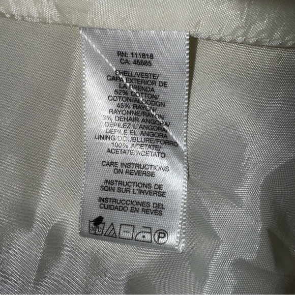 Michael Kors Cardigan Sweater Gold Sequin Cream Cotton Lined Zip Front S / P - Picture 9 of 11